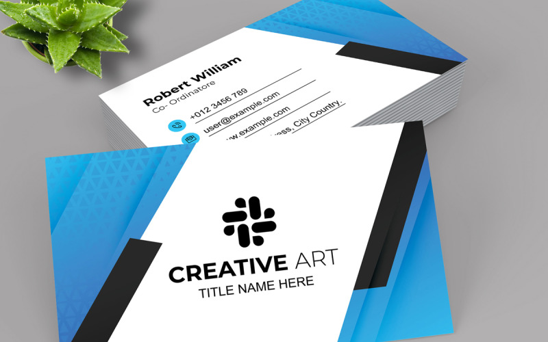 Simple Creative Blue Business Card Corporate Identity