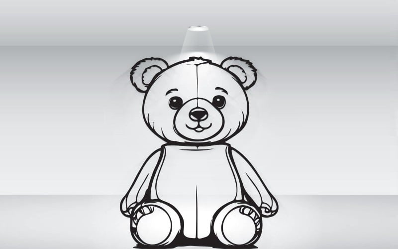 Teddy Bear Black Outline Illustration Vector