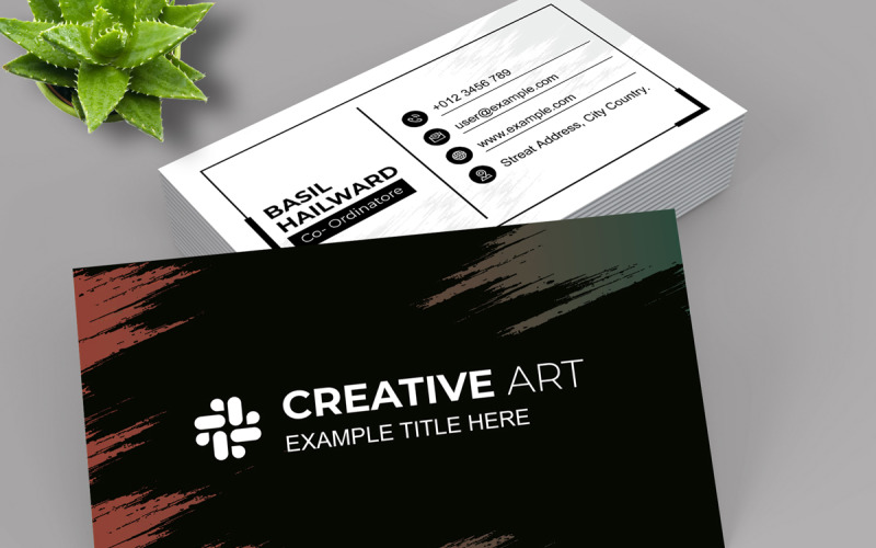 Brush Style Business Card Template Design Layout Corporate Identity
