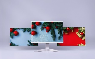 Collection Of 3 Christmas Background With Fir Twigs And Red Balls