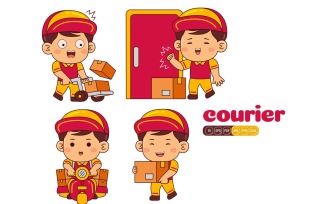 Cute Courier Boy Vector Pack #02