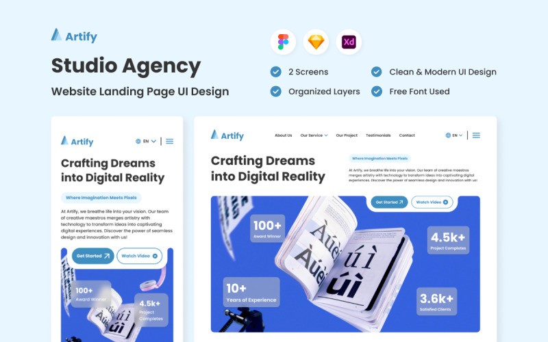 Artify - Studio Agency Landing Page UI Element