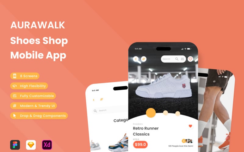 AuraWalk - Shoes Shop Mobile App UI Element