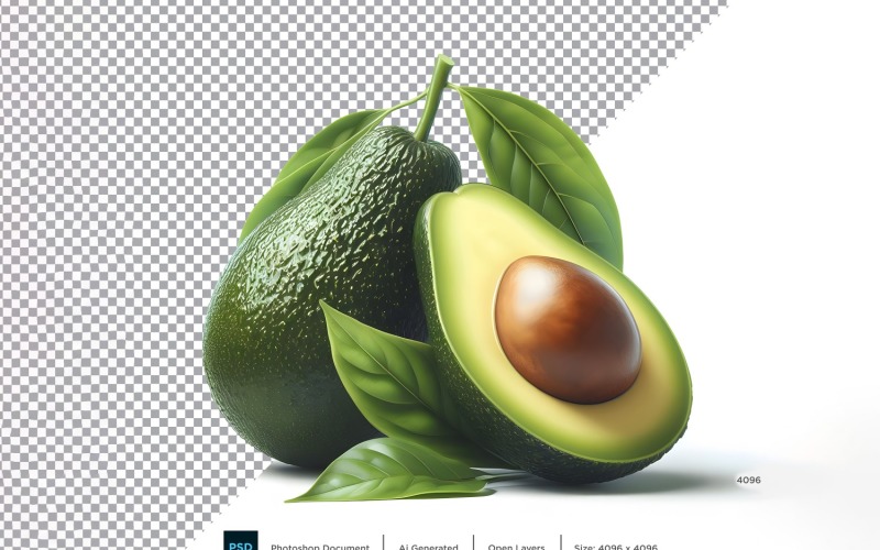 Avocado Fresh fruit isolated on white background 3 Vector Graphic