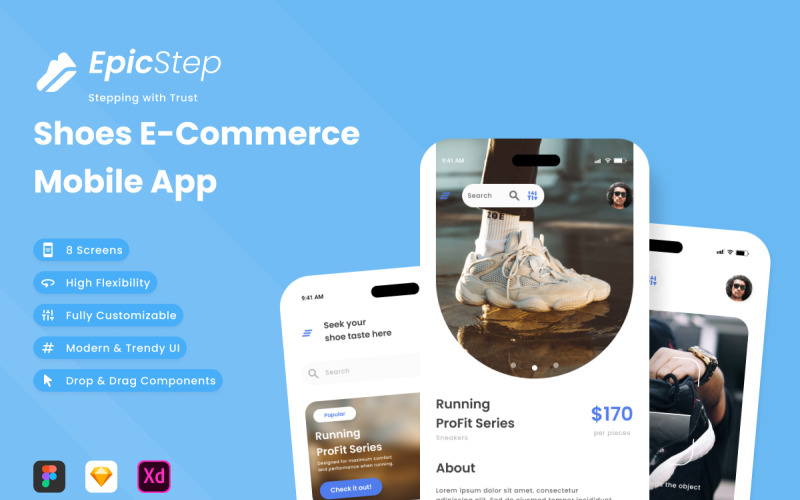 EpicStep - Shoes E-Commerce Mobile App UI Element