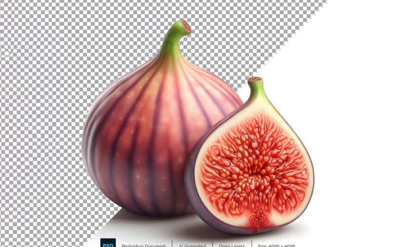 Fig Fresh fruit isolated on white background 3 Vector Graphic
