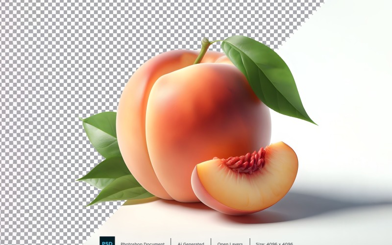 Peach Fresh fruit isolated on white background 5 Vector Graphic