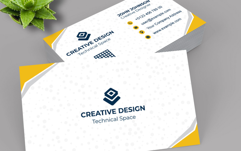 simple white & yellow business card template Corporate Identity