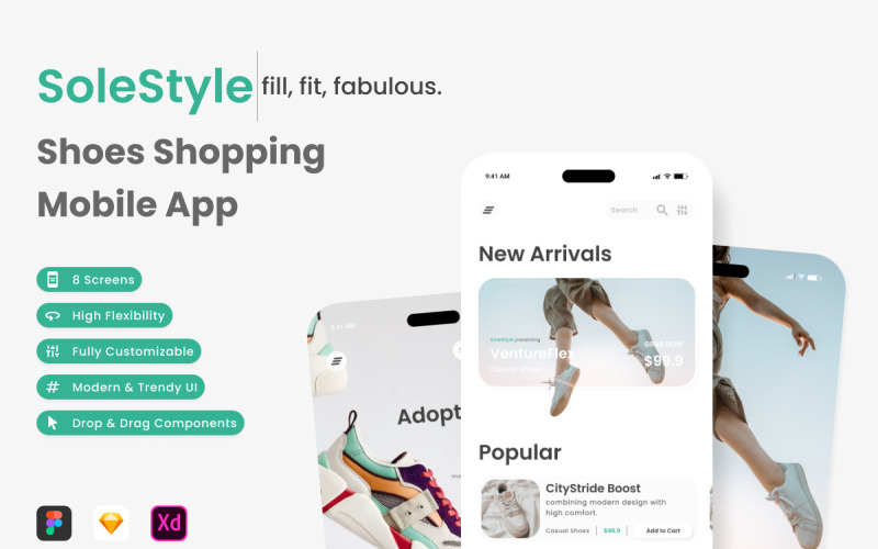 SoleStyle - Shoes Shopping Mobile App UI Element