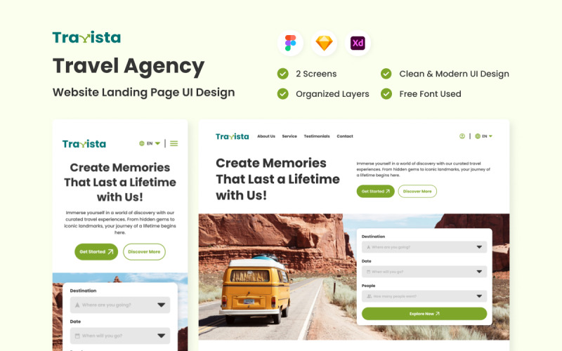 Travista - Travel Agency Landing Page UI Element