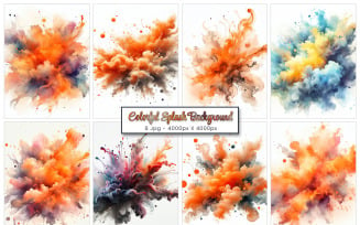 Abstract colorful ink paint splash, splatter powder explosion