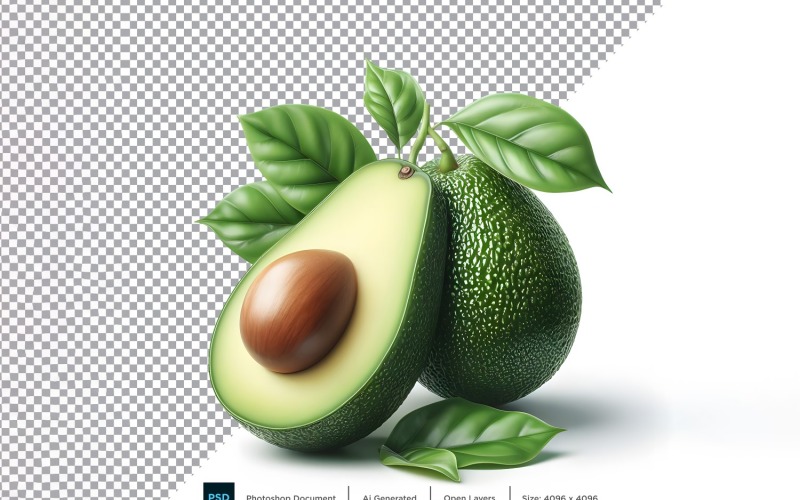 Avocado Fresh fruit isolated on white background 1 Vector Graphic