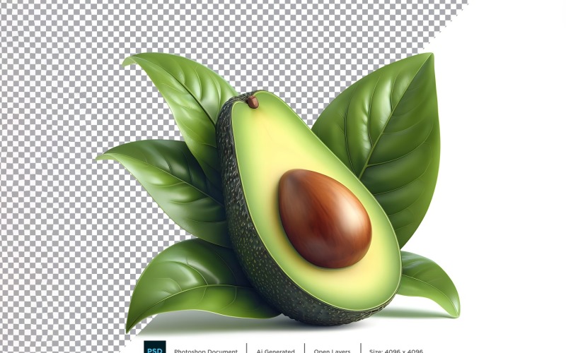 Avocado Fresh fruit isolated on white background 2 Vector Graphic