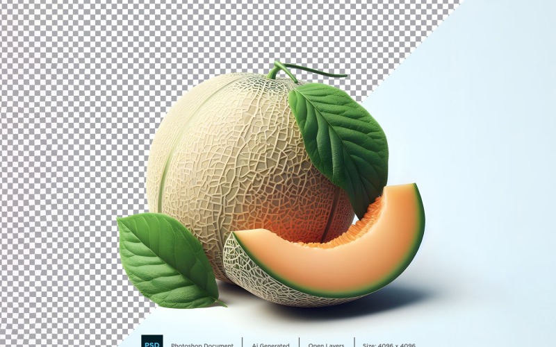 cantaloupe Fresh fruit isolated on white background 4 Vector Graphic