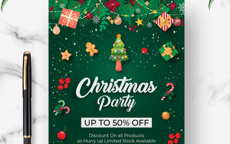 Christmas Party Flyer Template Layout Corporate Identity