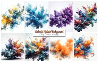 Colorful ink paint splash powder explosion background