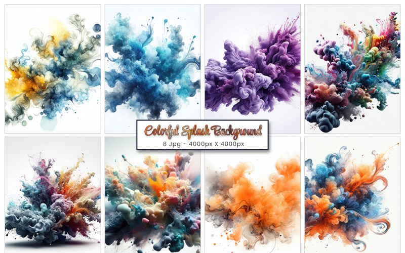 Colorful ink paint splash powder explosion background Background
