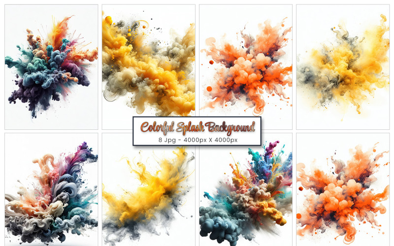 Colorful paint splashes, watercolor powder explosion Background