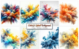 Colorful rainbow holi paint splash, color powder explosion background