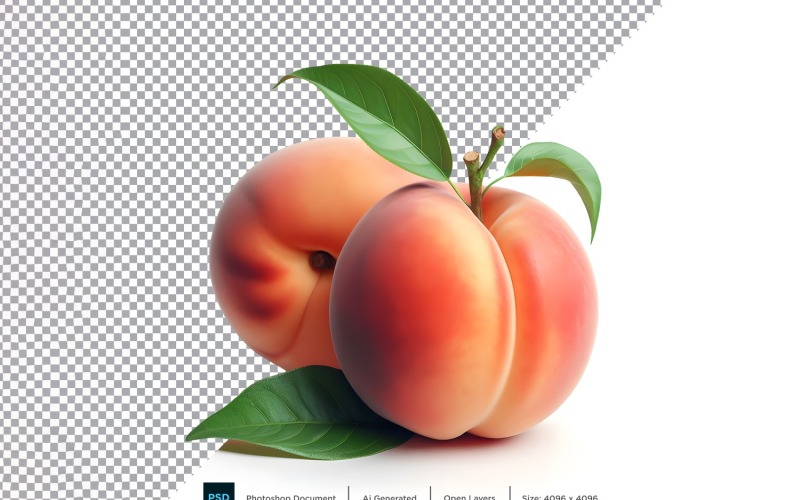 Peach Fresh fruit isolated on white background 3 Vector Graphic
