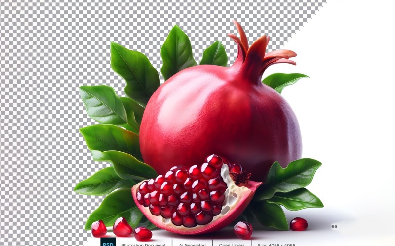 pomegranate Fresh fruit isolated on white background 7 Vector Graphic
