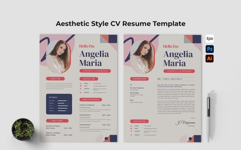 Aesthetic Style CV Resume Corporate Identity