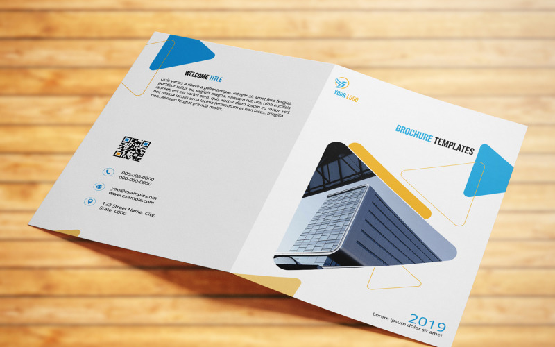 Business Bifold Brochure Template. Printable Photoshop Corporate Identity