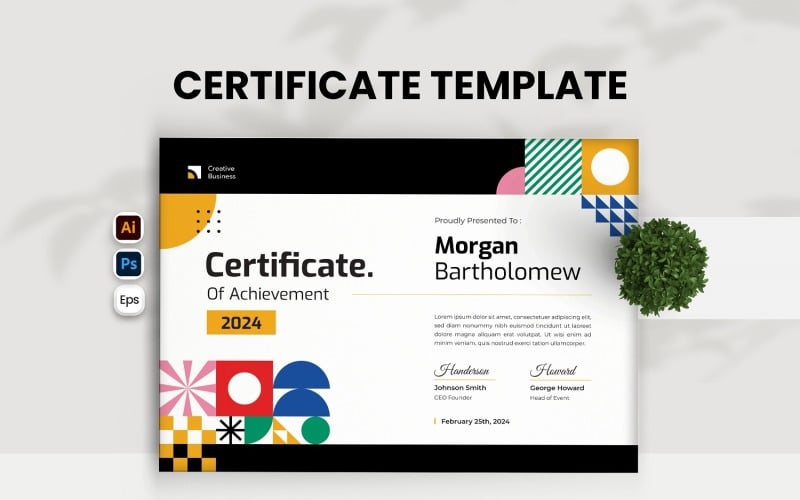 Creative Geometric Certificate Template Corporate Identity