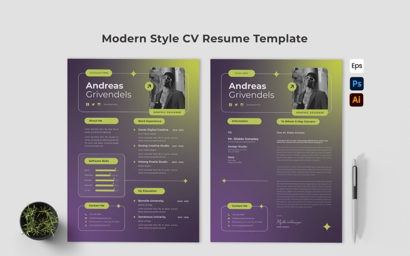Elegant Modern CV Resume Template Corporate Identity