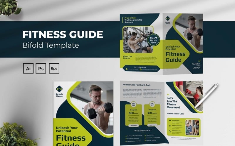 Fitness Guide Bifold Brochure Corporate Identity