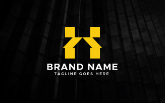 HM letter house real estate logo design template