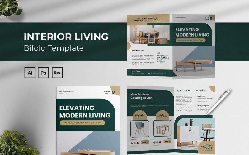 Interior Living Bifold Brochure Corporate Identity