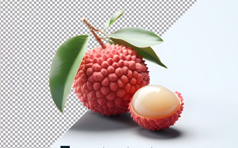 Lychee Fresh fruit isolated on white background 1 Vector Graphic