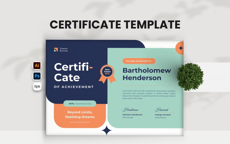 Minimalist Achievement Certificate Corporate Identity
