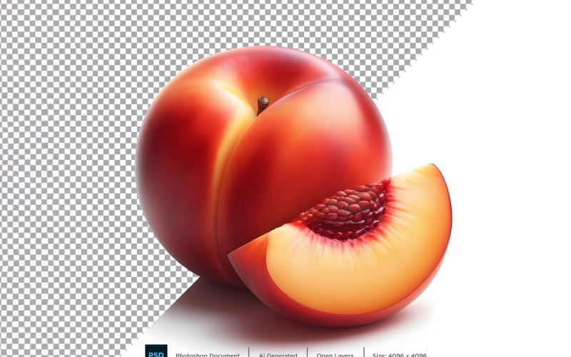 Nectarine Fresh fruit isolated on white background 4 Vector Graphic