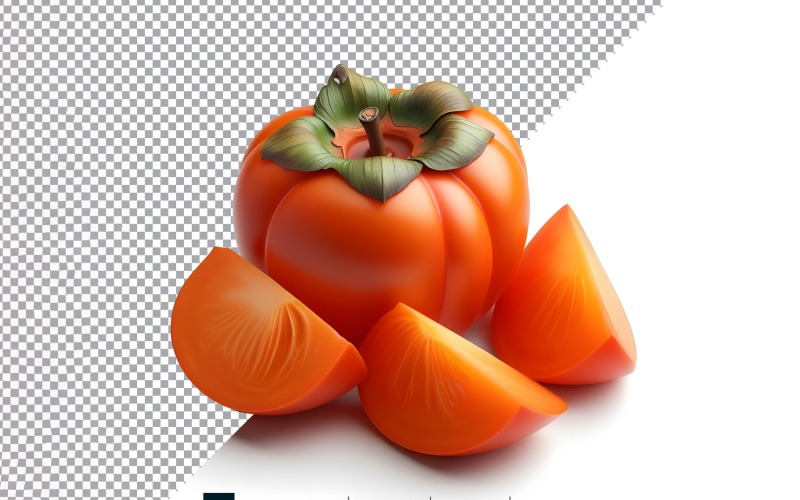 Persimmon Fresh fruit isolated on white background 3 Vector Graphic