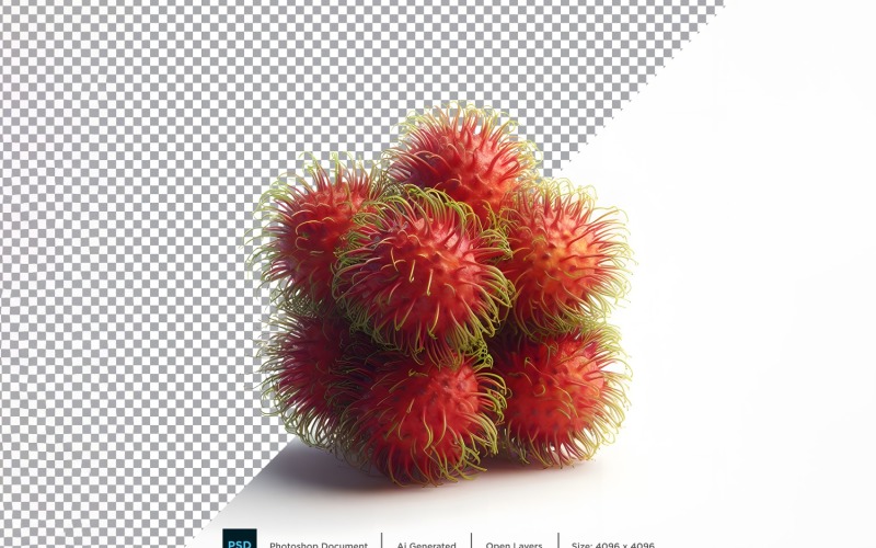 Rambutan Fresh fruit isolated on white background 6 Vector Graphic