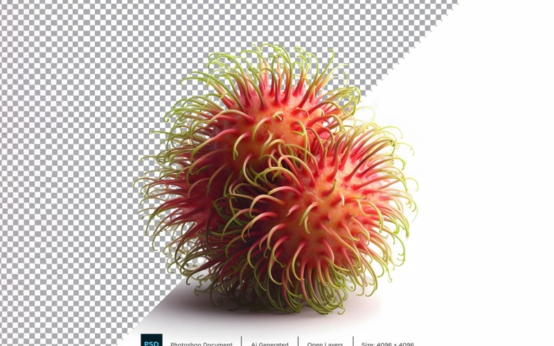 Rambutan Fresh fruit isolated on white background Vector Graphic