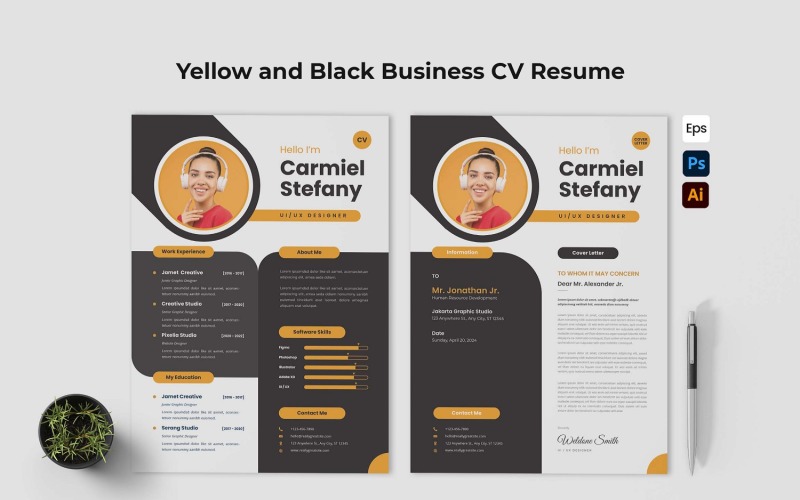Yellow and Black Business CV Resume Corporate Identity