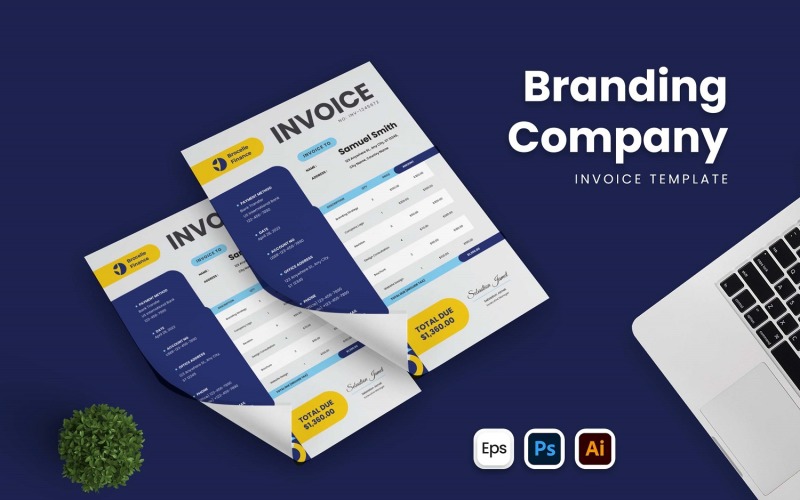 Blue Branding Company Invoice Corporate Identity