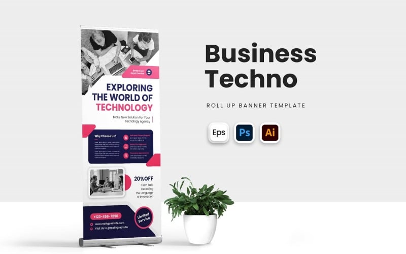 Business Techno Roll Up Banner Corporate Identity