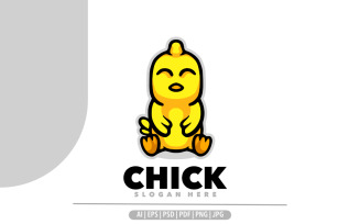 Chick mascot cartoon character logo illustration design
