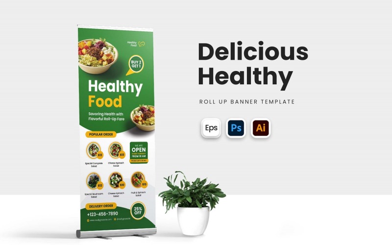 Delicious Healthy Food Roll Up Banner Corporate Identity