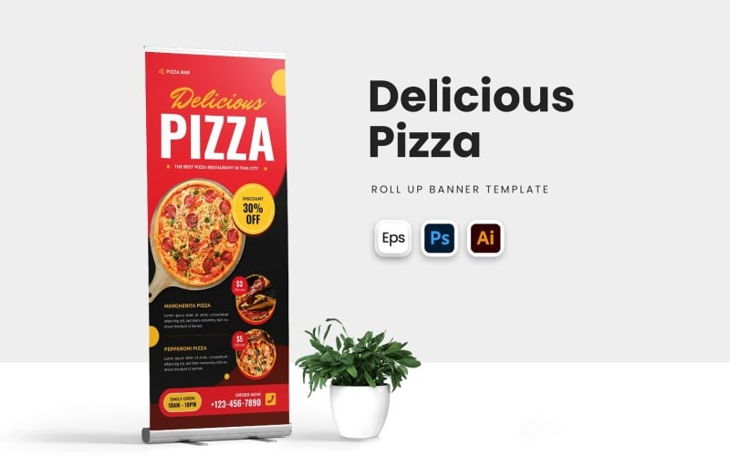 Delicious Pizza Roll Up Banner Corporate Identity