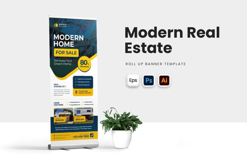 Elegant Modern Real Estate Roll Up Banner Corporate Identity