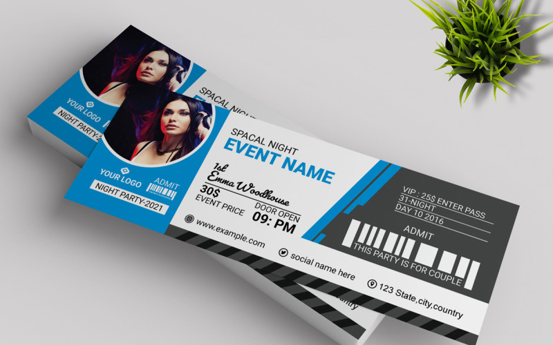 Event Ticket Template layout Corporate Identity