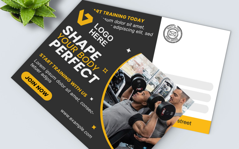 Fitness and GYM Post Card Corporate Identity
