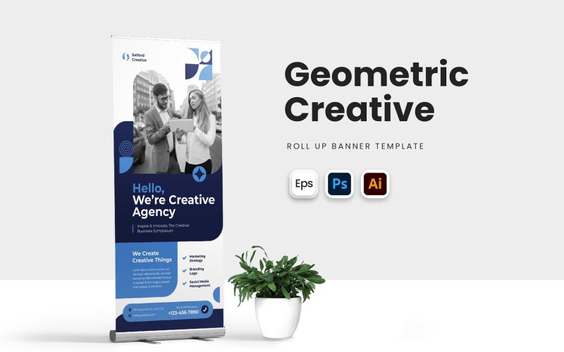 Geometric Creative Agency Roll Up Banner Corporate Identity