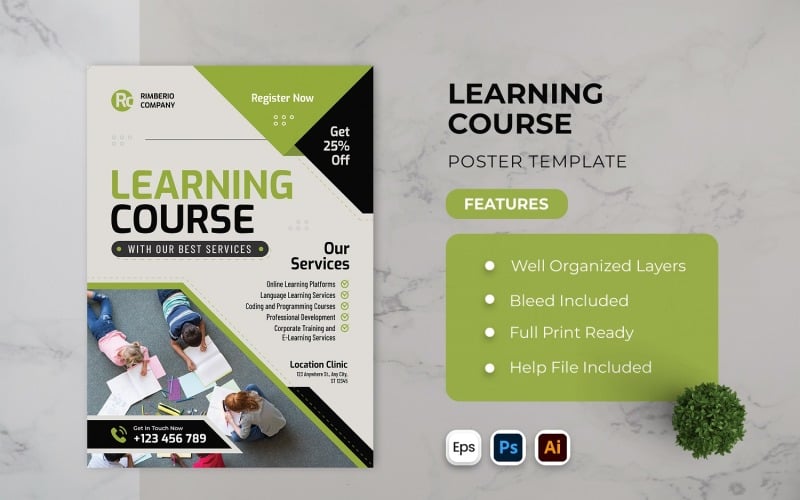 Learning Course Poster Template Corporate Identity