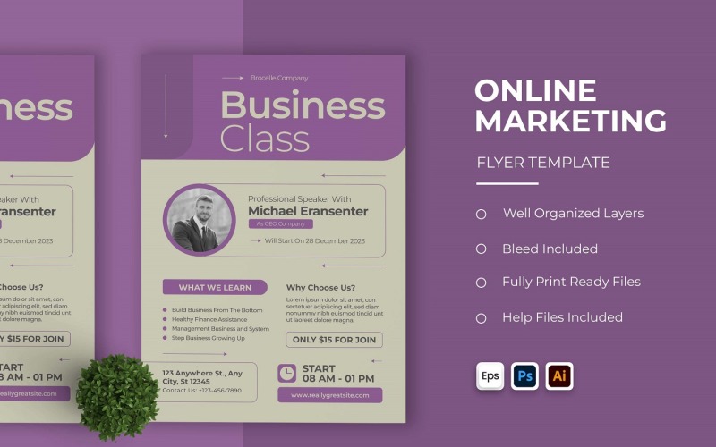 Purple Online Marketing Flyer Corporate Identity